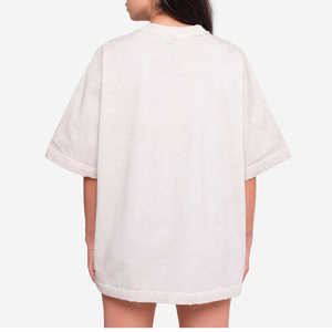 T-shirt blanc uni à col rond pour femmes Chemisier blanc d'été Vente en gros T-shirt court uni surdimensionné blanc pour femmes - Product Image 4