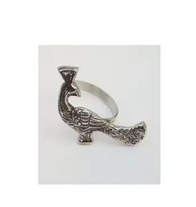 Rond de serviette en aluminium nickelé de qualité supérieure Design de paon Porte-mouchoir Taille personnalisée Rond de serviette - Product Image 1