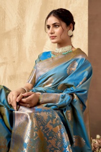 Designer Pure Weaving Silk Saree with Zari Weaving Traditional Indian & Pakistani <b>Wedding</b> Party Wear for <b>Women</b> - Product Image 5