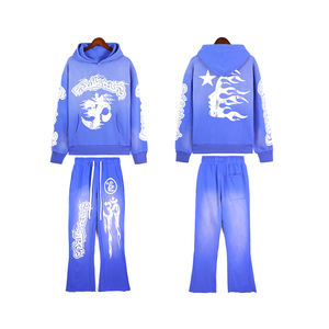 Conjunto Deportivo Personalizado de Dos Piezas, Sudadera con Capucha Holgada con Estampado Puff y Lavado Ácido, 100% Algodón - Product Image 1