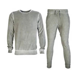 Hot Selling 100% Cotton <b>Crewneck</b> Sweatshirt Tracksuit Men's French Terry Plain Casual Sporting Jogger Suit Plus Size Solid - Product Image 1