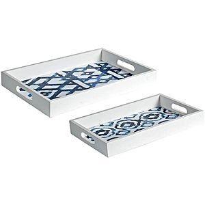 Ensemble de plateaux de service élégants en bois émaillé Plateaux à motifs élégants Décor à la maison en bois durable - Product Image 2