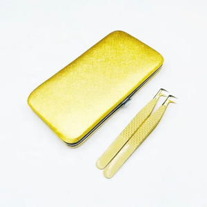 คีมหนีบปลายไฟเบอร์สีทองสีดำด้านสำหรับต่อขนตาแปรงปลายแหลมเพชรอุปกรณ์ต่อขนตา - Product Image 1