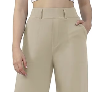 <b>WOMENS</b> PULL ON BUSINESS CASUAL WIDE STRAIGHT LEG WORK <b>PANTS</b> WITH POCKETS DIRECT FACTORY - Product Image 1