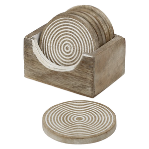 Sous-verres décoratifs en bois surface mate design cercle blanc pour les boissons fabriquées à partir de bois de haute qualité conçu au toucher naturel unique - Product Image 1