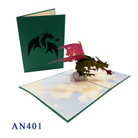Nouvelle conception de carte de vœux 3D en forme de dragon, carte en papier vietnamien faite à la main, 150x200mm, style imitation antique, cadeau de mariage ou d'anniversaire