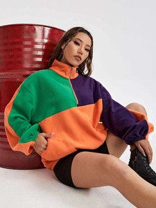 Sudaderas de estilo pulóver para mujer, sudaderas de bloque de color en blanco con estampado personalizado a precio barato para mujer - Product Image 2