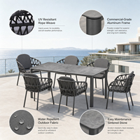Hotel-Gartenmöbel: Aluminium-Terrassen-Essgruppe, Wetterfeste Luxus-Gartentischgarnitur für Gewerbliche Nutzung