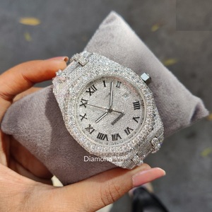 Men's Stainless Steel Analog Moissanite <b>Watch</b> Roman Numerals Hip Hop Bust Iced Style for Sports Business 20mm Band Antique <b>Watch</b> - Product Image 4