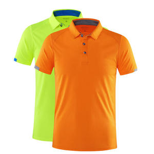 เสื้อโปโลแขนสั้นสำหรับผู้ชาย, เสื้อยืดกอล์ฟผ้าคอตตอนสีทึบปักลายสีตัดกันโลโก้ตามสั่ง - Product Image 6