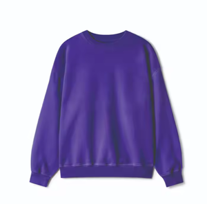 Haute qualité unisexe coupe régulière respirant 370g doublé sweat coton polaire tissu Logo personnalisé impression solide col rond hommes hiver - Product Image 6