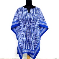 Venta caliente Kaftan Vestidos Misty Red Unique Beach Dress Tamaño libre Lady String Hand Block Impreso Cotton Kaftan para la venta