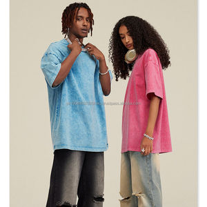 High Street noir Hip Hop Logo personnalisé surdimensionné acide lavage t-shirt hommes Vintage lavé t-shirt - Product Image 1