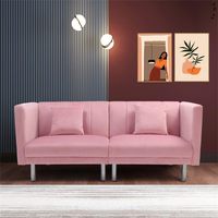 Elegante sofá cama de dos plazas de terciopelo con patas de metal para dormitorio u oficina, muebles elegantes para sala de estar de KD Furniture