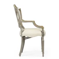 Ensemble de 2 fauteuils de salle à manger dorés, structure en bois massif sculpté, chaises d'appoint classiques pour salon et lecture