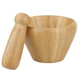 Mortier et pilon en bois de la meilleure qualité pour restaurant à domicile accessoires de cuisine outils d'herbes et d'épices broyeur de médicaments en granit masher - Product Image 4