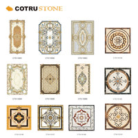 Mosaïques d'hôtel de luxe modernes personnalisées, marbre poli incrusté, médaillon en marbre, carrelage en marbre pour sol avec jet d'eau, design unique