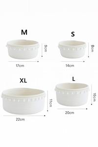 Ensemble de 4 paniers en macramé blancs, élégants, faits à la main, organisateur de rangement pour la décoration de la maison, chambre à coucher, salon et salle de jeux, en provenance d'Inde - Product Image 6