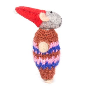 Poupée de Noël en feutre de laine faite à la main avec un chapeau de Père Noël, figurine d'agneau festive, décoration de Noël - Product Image 5