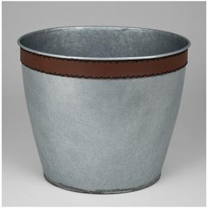 Elegante maceta de cuero galvanizado en acabado mate rústico artesanal hecho a mano Diseñado para interiores decorativos y de temporada - Product Image 3