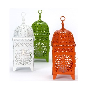 Hot Selling Vintage Style <b>Outdoor</b> Garden Decor Classic Metal <b>Candle</b> <b>Holder</b> Handmade Colourful Lanterns for Caffey Restaurants - Product Image 2