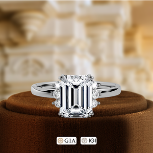 Anillo de Diamante Cultivado en Laboratorio con Piedra Lateral de Oro Sólido de 14k, Anillo de Compromiso con Diamante Cultivado en Laboratorio de 1CT, Anillo de Diamante de Aniversario con Certificado IGI - Product Image 3