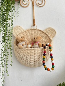 Natural Rattan <b>Cute</b> <b>Bear</b> Circle Wall Basket Handmade Eco-Friendly Storage Baskets Modern Multifunction Made in Hanoi - Product Image 4