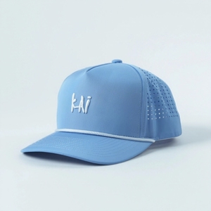 Casquette de golf ultra-légère et respirante, logo personnalisé sur le devant, casquette à 5 panneaux avec cordon, perforations découpées au laser, casquette de sport unisexe décontractée à fermeture snapback - Product Image 2