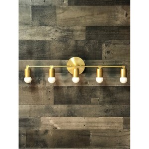 Aplique de Pared con 5 Soportes, Lámpara LED de Latón, para Hogar u Oficina, Estilo Moderno de Mediados de Siglo, Pantalla de Vidrio Beige/Blanco, Iluminación Contemporánea - Product Image 4