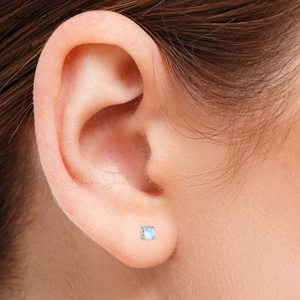 High Quality 4MM Rainbow Moonstone Solitaire <b>Stud</b> <b>Earrings</b> 925 Sterling <b>Silver</b> Best Price for Wedding Occasions - Product Image 4