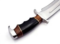 Couteau classique en acier au carbone à manche en bois personnalisé de haute qualité couteau de chasse et étui en cuir de peau de vache
