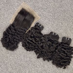 Conjunto completo de extensiones de cabello humano rizado birmano vietnamita de la mejor calidad y cierre de encaje HD - Product Image 1