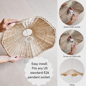 Tienong โคมไฟหวายสานด้วยมือสำหรับห้องนั่งเล่นห้องนอนห้องโถง - Product Image 4