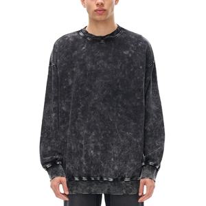 Pull tricoté surdimensionné pour homme, 100% Coton 360g, à épaules tombantes, délavé aux enzymes et à la pierre, uni, avec broderie personnalisée, pour l'hiver - Product Image 1