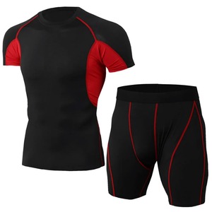 Conjunto de Compresión BJJ MMA para Hombre, Camiseta de Manga Corta de Capa Base, Pantalones Cortos de Entrenamiento de Baloncesto, Tela Deportiva - Product Image 4