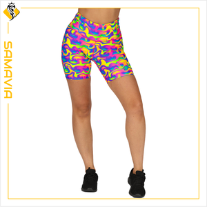 SAMAVIA Short de yoga taille haute personnalisé pour femmes Short de fitness extensible respirant avec motif imprimé taille élastique - Product Image 1