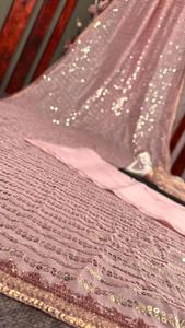 Georgette-Saree de trabajo de secuencia pesada para mujer, ropa India bonita y atractiva, pieza de blusa, barata, precio bajo, venta al por mayor - Product Image 5
