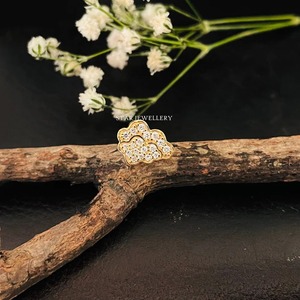 14K Or Massif Diamant Naturel Vintage Nuage Piercing Fine Jewelry. - Product Image 1