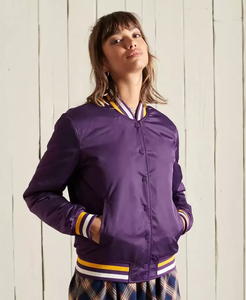 Chaqueta universitaria Vintage Letterman con logotipo personalizado para mujer, chaqueta universitaria recortada, chaquetas bomber cortas para mujer de escuela secundaria - Product Image 1