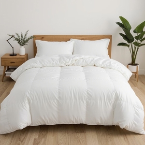 Edredón moderno de lujo, transpirable, lavable, hecho de algodón fijo refrescante con tela cepillada, relleno de ganso de imitación, estilo liso - Product Image 2