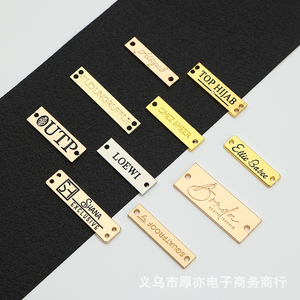 Custom Metal <b>Sew</b>-On Garment Labels 3D Plating Rectangle Square Logo <b>Badge</b> - Product Image 4