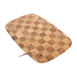 Planche à découper en bois d'acacia à motif damier avec poignée, écologique, taille et logo personnalisables, ustensile de cuisine, Vietnam, MOQ 100 pièces - Product Image 3