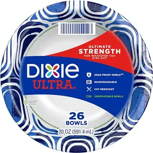 Dixie siêu giấy bát, 20oz, ăn tối hoặc ăn trưa Kích thước in dùng một lần bát, 26 đếm