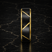 Bague géométrique en or noir brossé, fabrication directe d'usine JLM, pour homme et femme, bague de fiançailles, alliance, bijou pour le doigt, cadeau