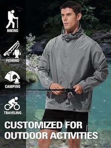 เสื้อแจ็คเก็ตกันลมกันน้ำสำหรับผู้ชายเสื้อกันลมฤดูใบไม้ผลิลายพลางเคลือบแบบบรรจุได้ - Product Image 4