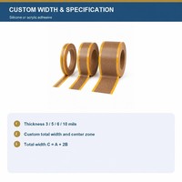Ruban adhésif PTFE sans colle, thermoscellable au centre, en fibre de verre enduite de PTFE, avec bords adhésifs en silicone acrylique, personnalisable