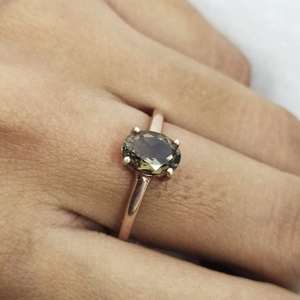 Bague en quartz fumé, argent sterling 925, bijoux bohèmes, bague élégante et tendance, cadeau pour femmes et filles, design unique - Product Image 4