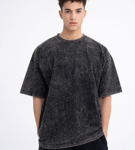Camisetas lavadas con ácido personalizadas, camiseta lavada con ácido de gran tamaño con hombros caídos, camisetas de manga corta de algodón de verano - Product Image 1