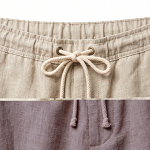 Pantalones Chinos de Lino y Algodón para Hombre, Color Blanco, con Cordón, Cintura Media, Casuales, con Bolsillos, Acolchados - Product Image 5