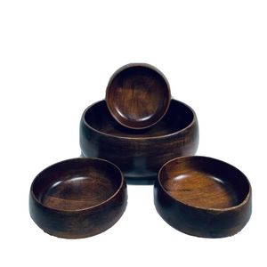 Bol rond en bois fait à la main classique Grand bol de service en bois d'acacia pour les fruits Caractéristique Cuisine polie Utilisation de mariage - Product Image 4